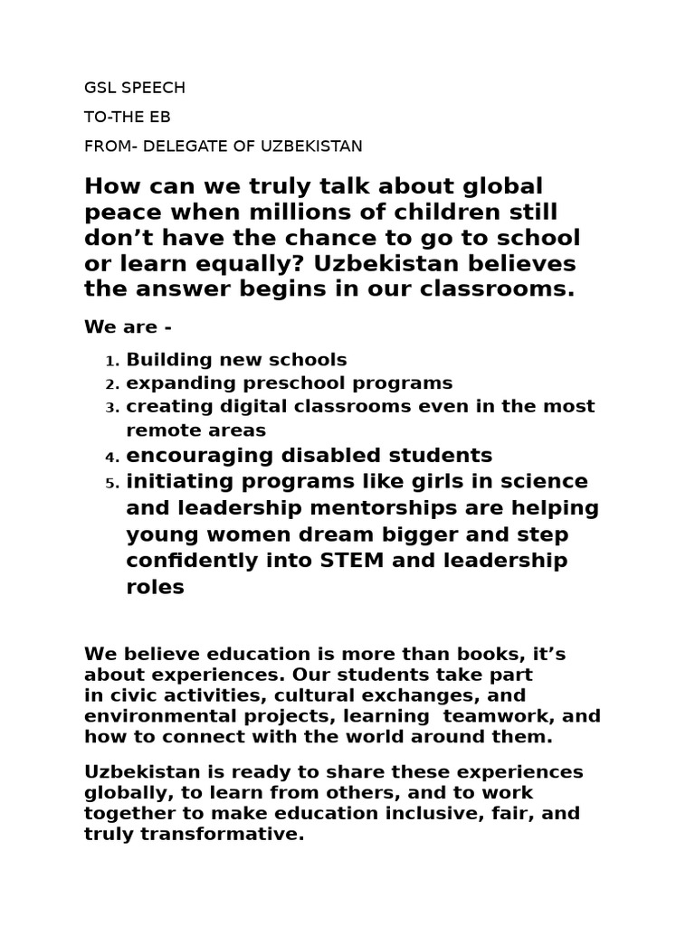 Gsl Speech | PDF