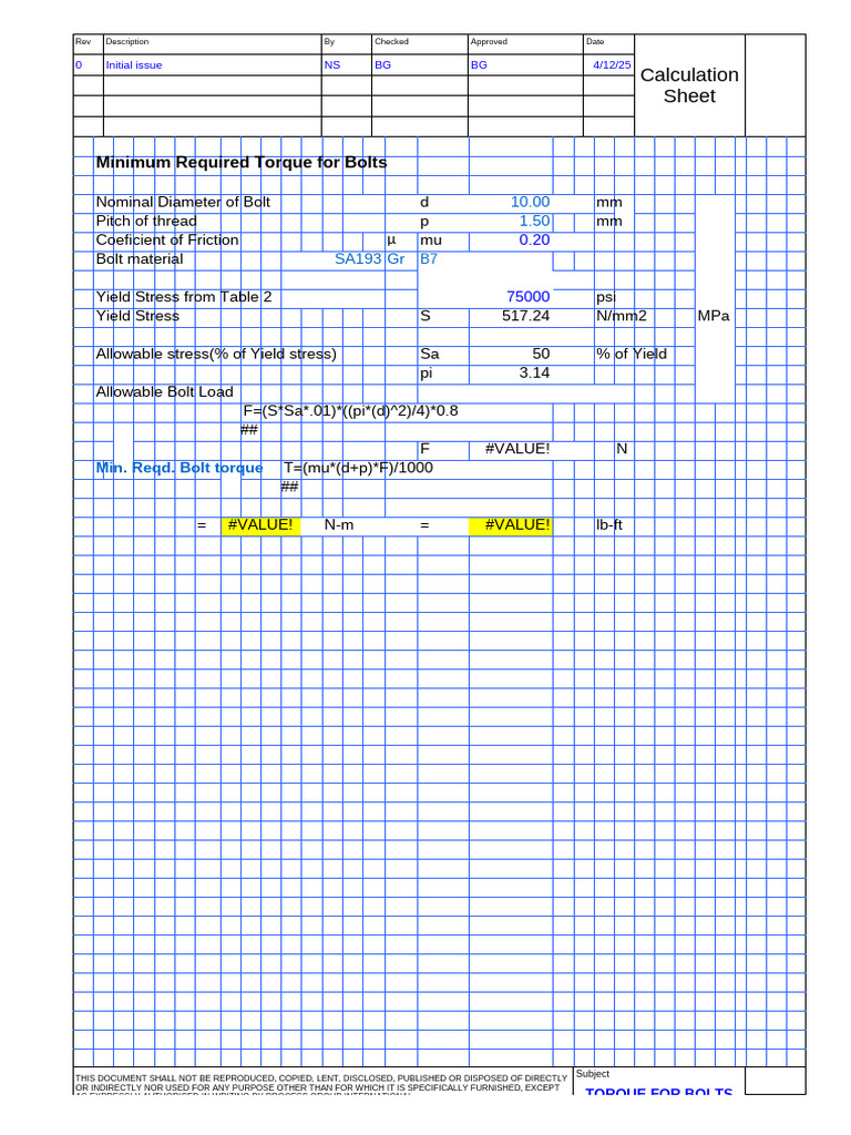 Minimum Bolt Torque Calculation Guide | PDF | Screw | Nut (Hardware)