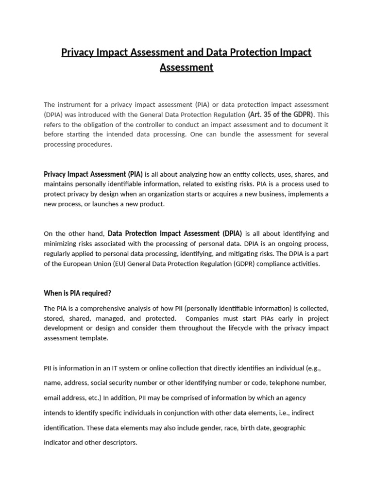 Privacy and Data Protection Assessments | PDF | Information Privacy ...