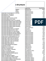 Tabela de preços de cabos, adaptadores, periféricos e acessórios