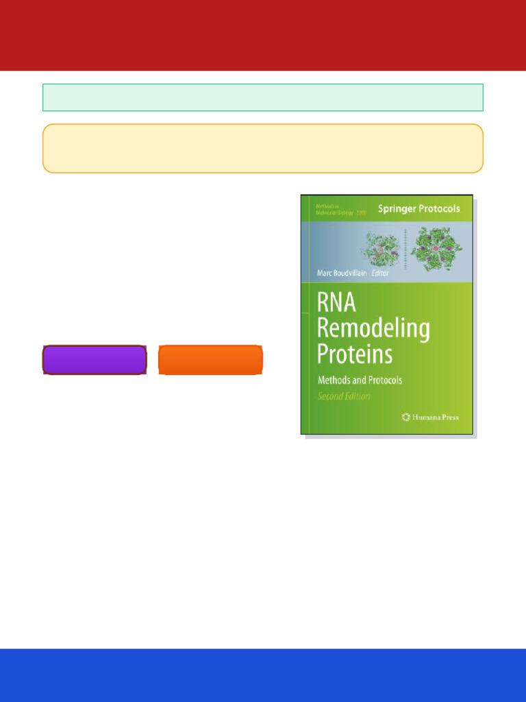 RNA Remodeling Proteins: Methods and Protocols Marc Boudvillain Ebook ...