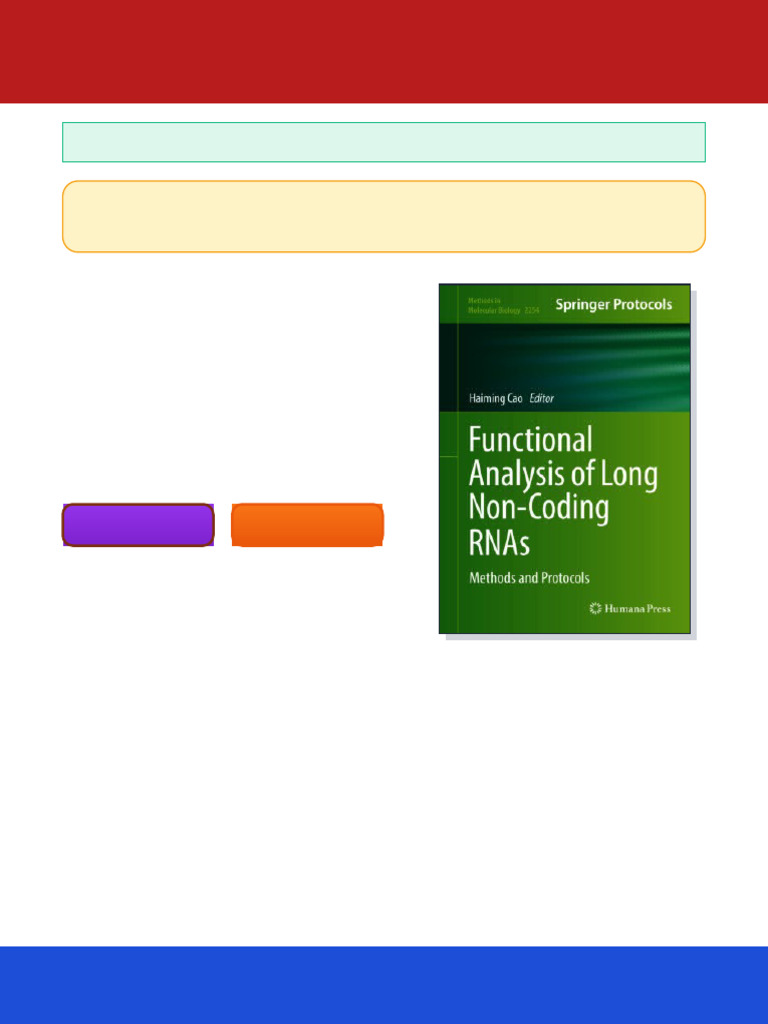 Functional Analysis of Long Non-Coding RNAs: Methods and Protocols ...