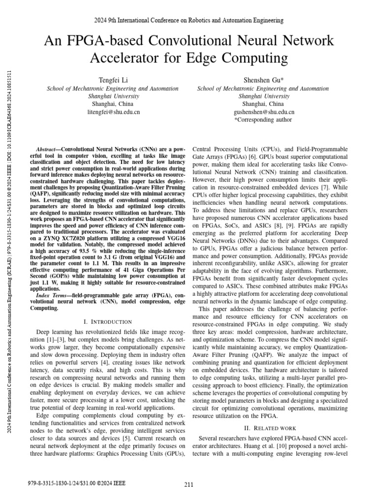 FPGA CNN Accelerator for Edge Computing | PDF | Field Programmable Gate ...