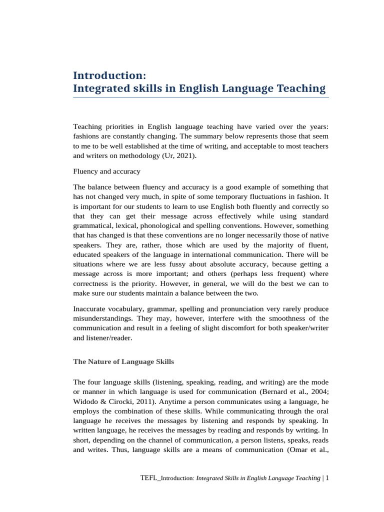 Integrated Skills in English Language Teaching | PDF | English As A ...