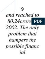 And Reached To 80.24crore in 2002. The Only Problem That Hampers The Possible Financ Ial