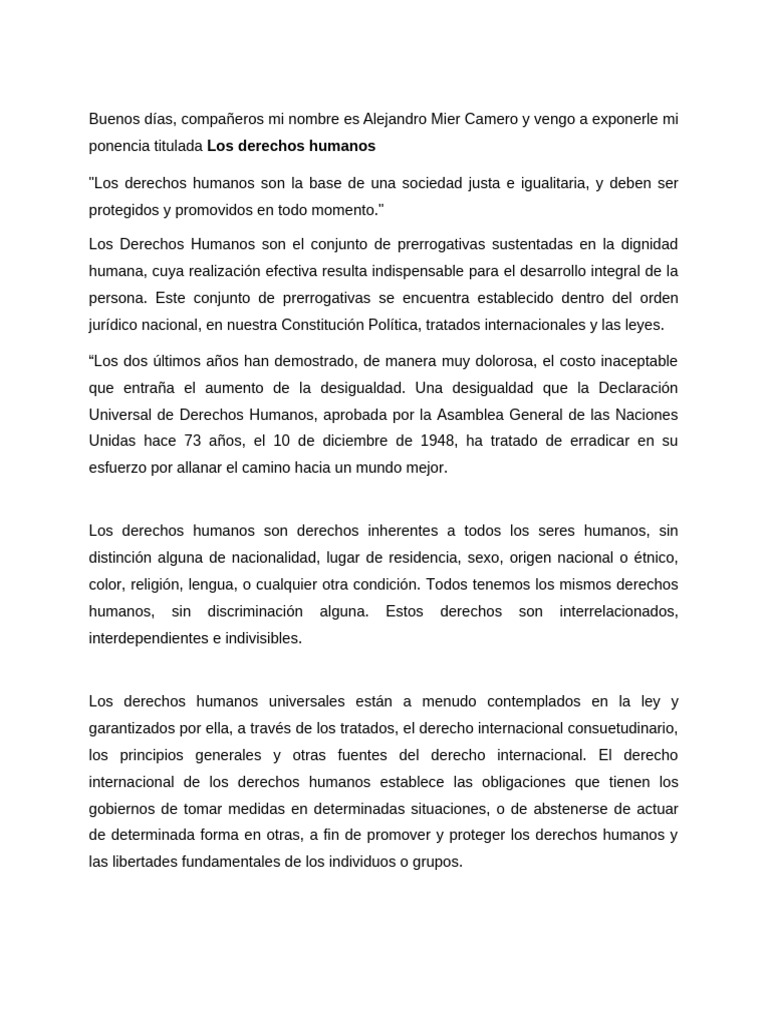 Derechos Humanos Alejandro | PDF | Derechos humanos | Derechos