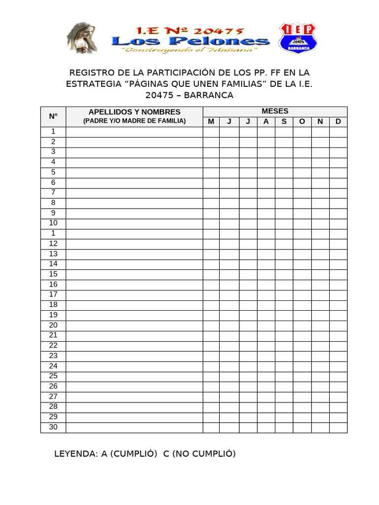 Cuadro de Control de Participación de PP - Ff. | PDF