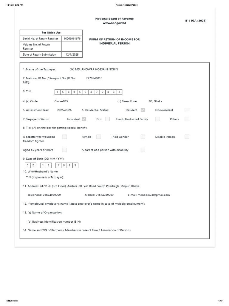 2025 Income Tax Return for Individuals | PDF | Expense | Taxes