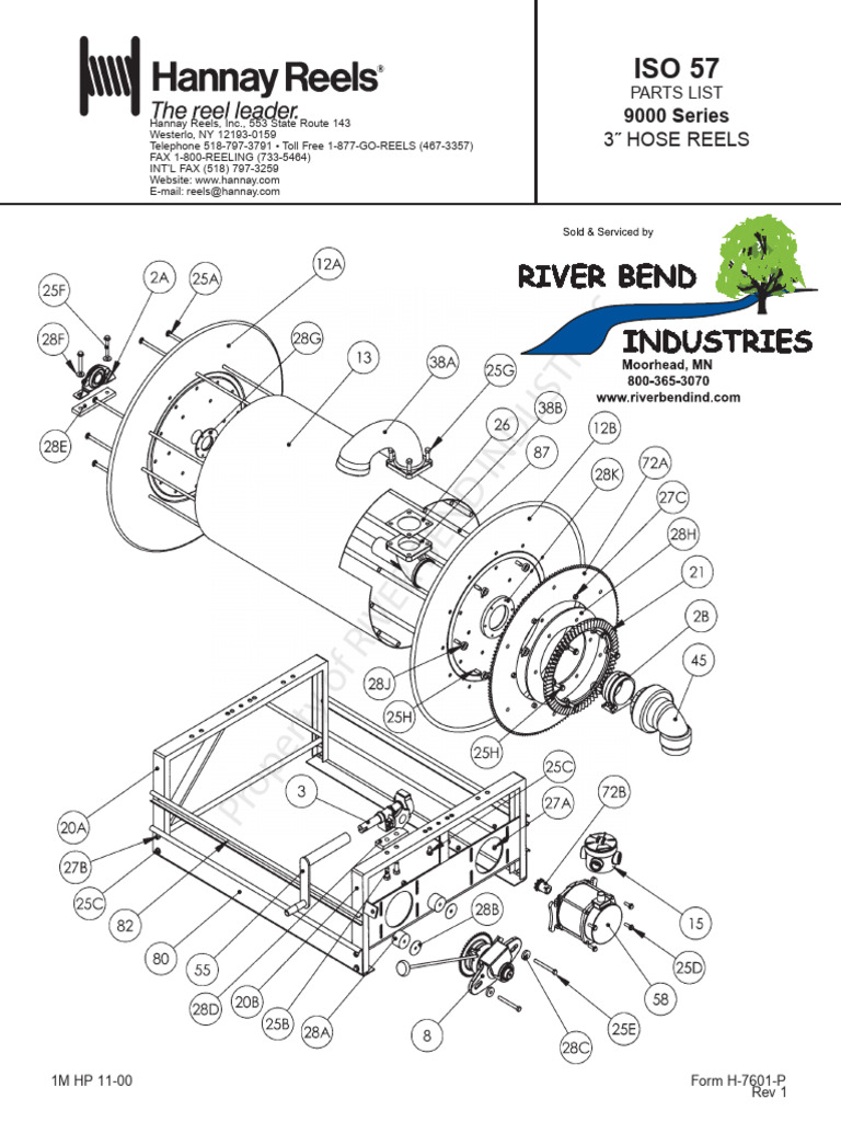 9000 Series Hose Reels Parts List | PDF | Washer (Hardware)