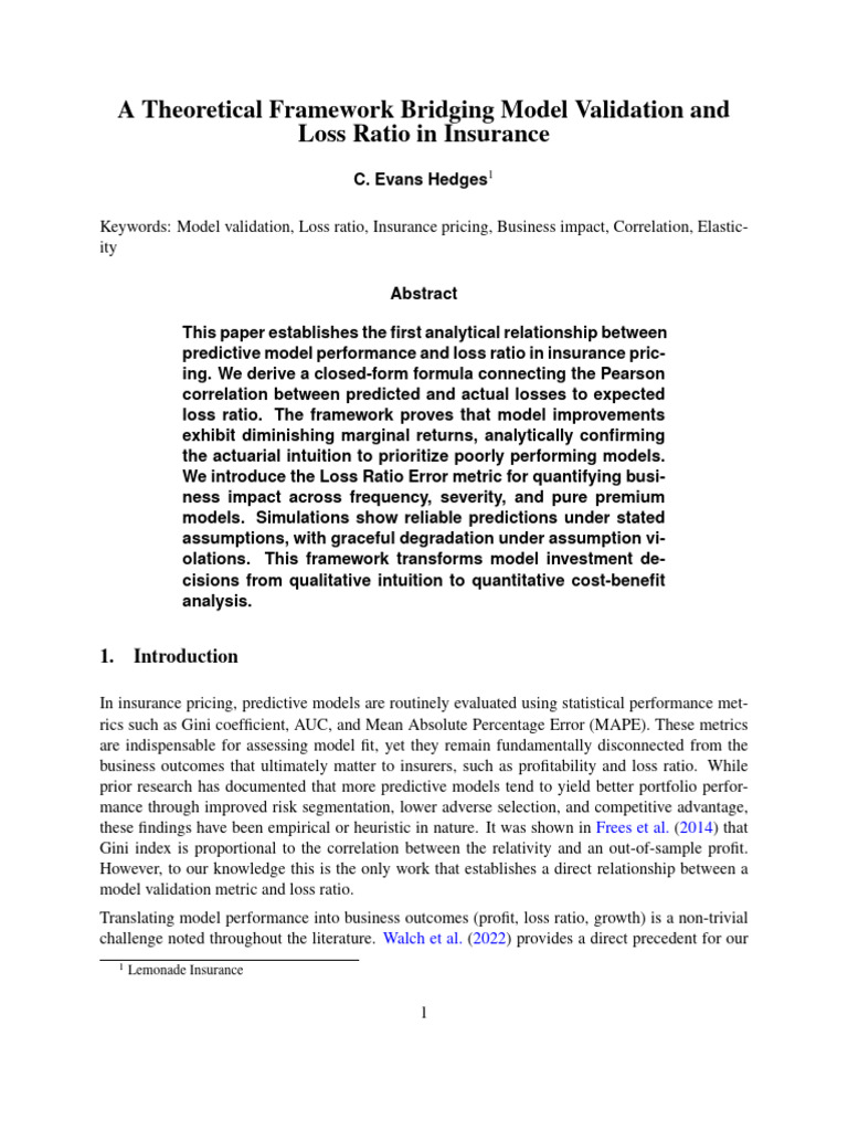 Model Validation and Insurance Loss Ratio | PDF | Demand | Insurance