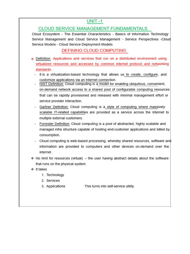Cloud Service Management Overview | PDF | Cloud Computing | Software As ...