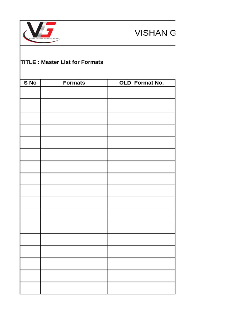 FRM Qa 001 Master List Formate | PDF