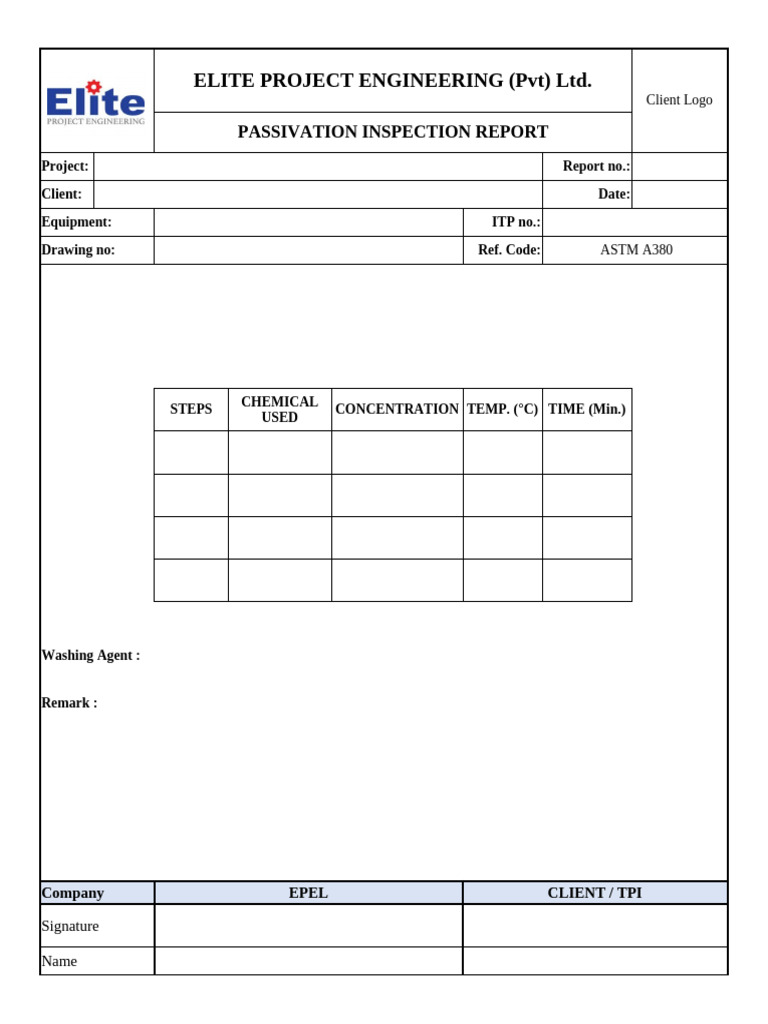 Passivation Inspection Report | PDF