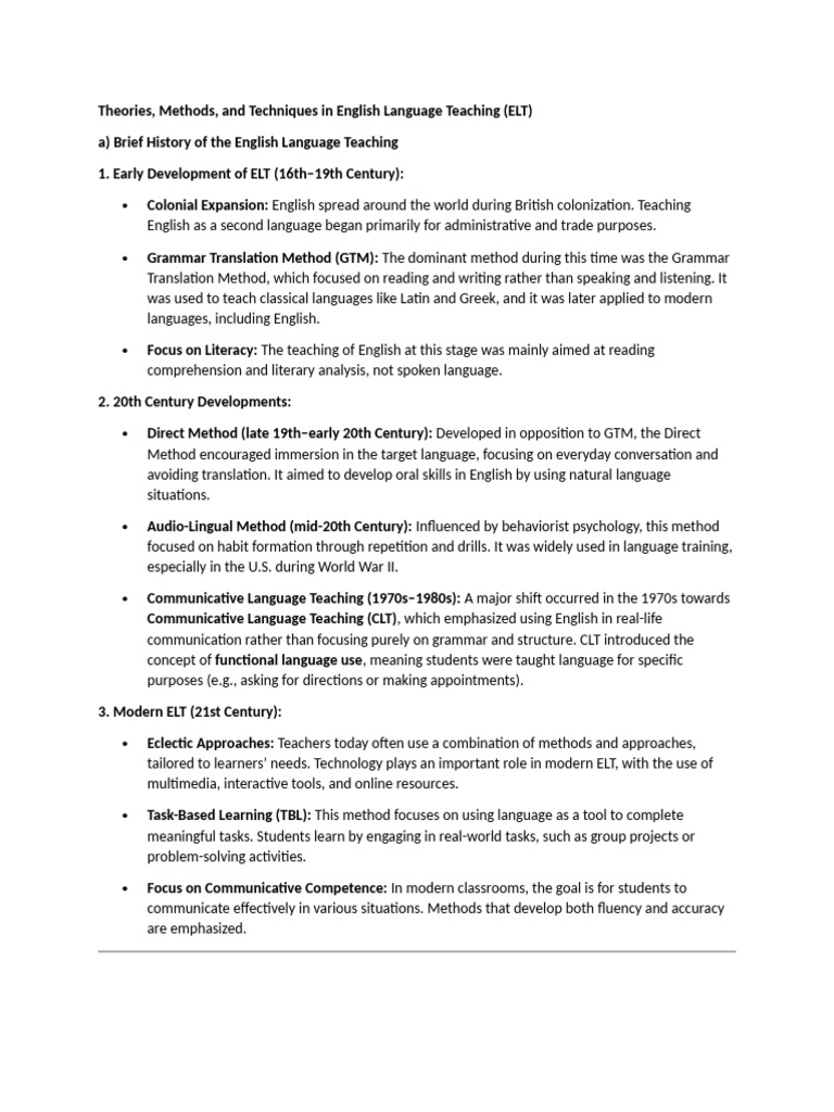 Evolution of English Language Teaching | PDF | Language Education ...