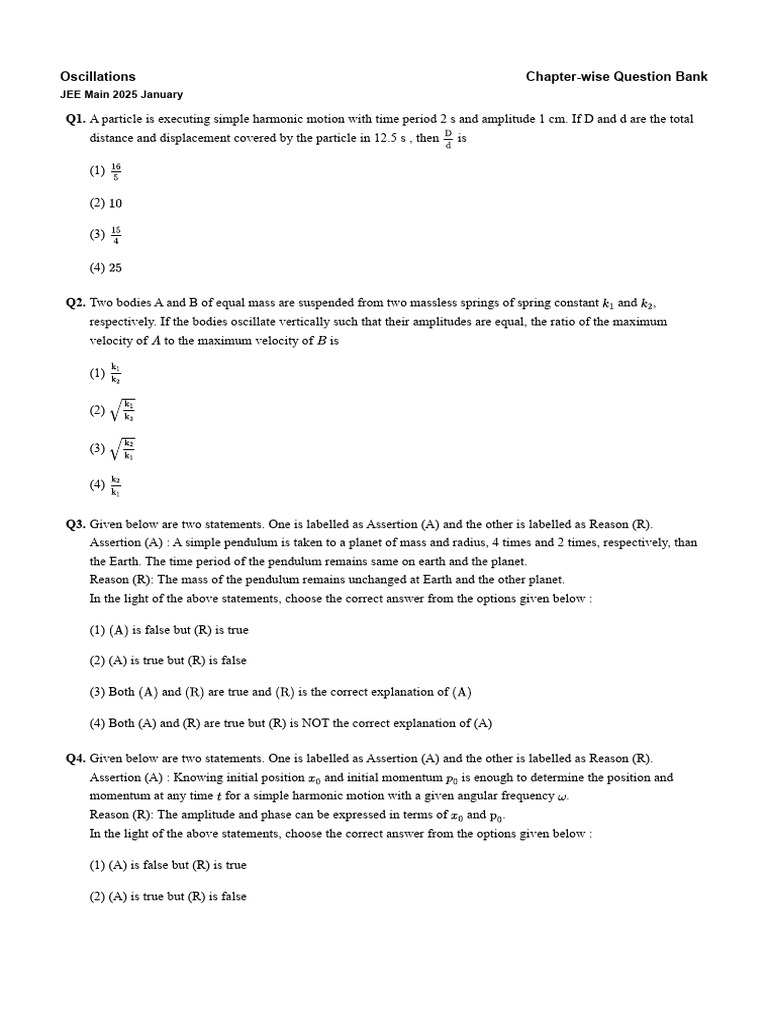 JEE Main 2025 Oscillations & Magnetism Questions | PDF | Inductor ...