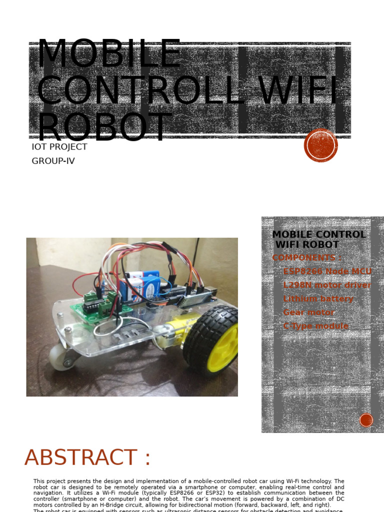 Mobile Wi-Fi Controlled Robot Car Project | PDF | Electric Motor | Usb