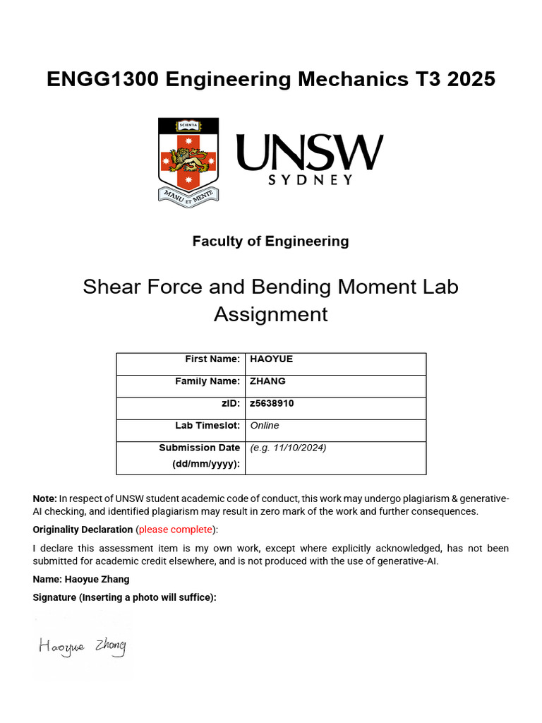 Static Lab Report Template V4 Online | PDF | Force | Bending