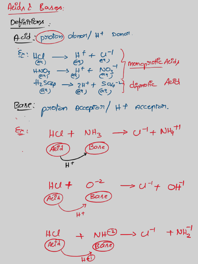Acids and Bases Notes Complete Notes | PDF