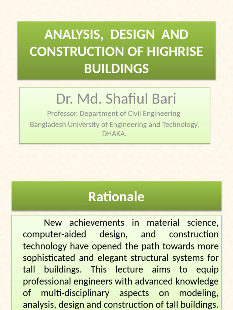 Highrise Building Design and Analysis | PDF | Concrete | Beam (Structure)
