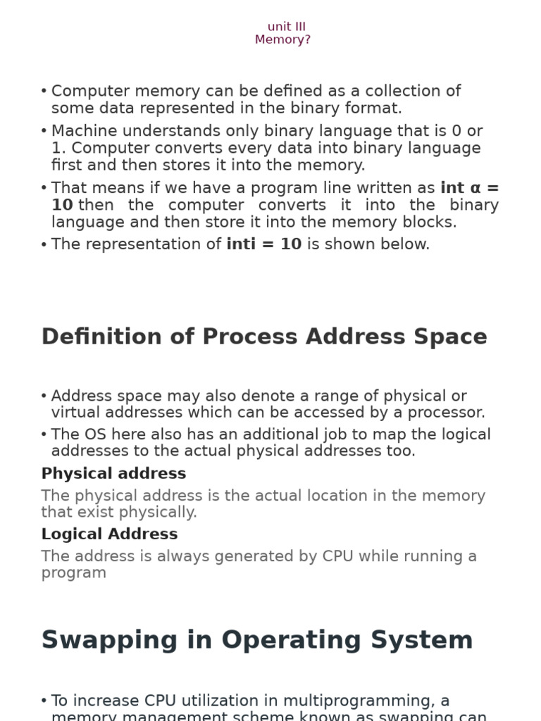 unit III(a) | PDF | Process (Computing) | Computer Data Storage