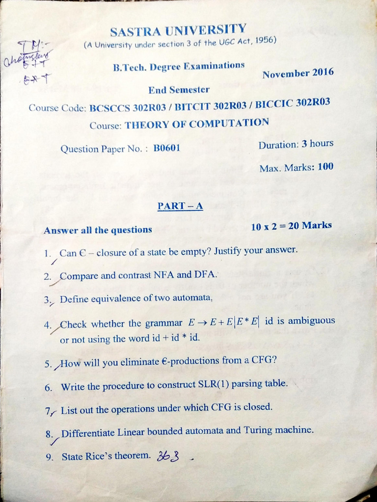 TOC End Sem Papers | PDF