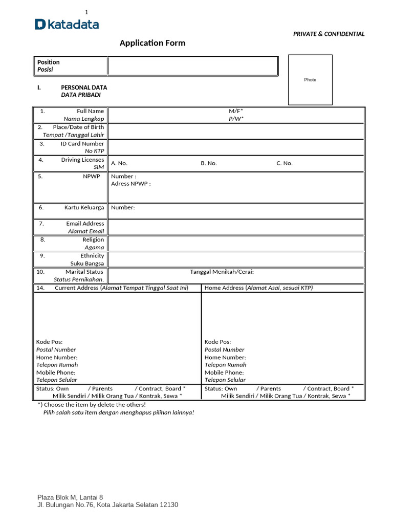 Blank Application Form | PDF