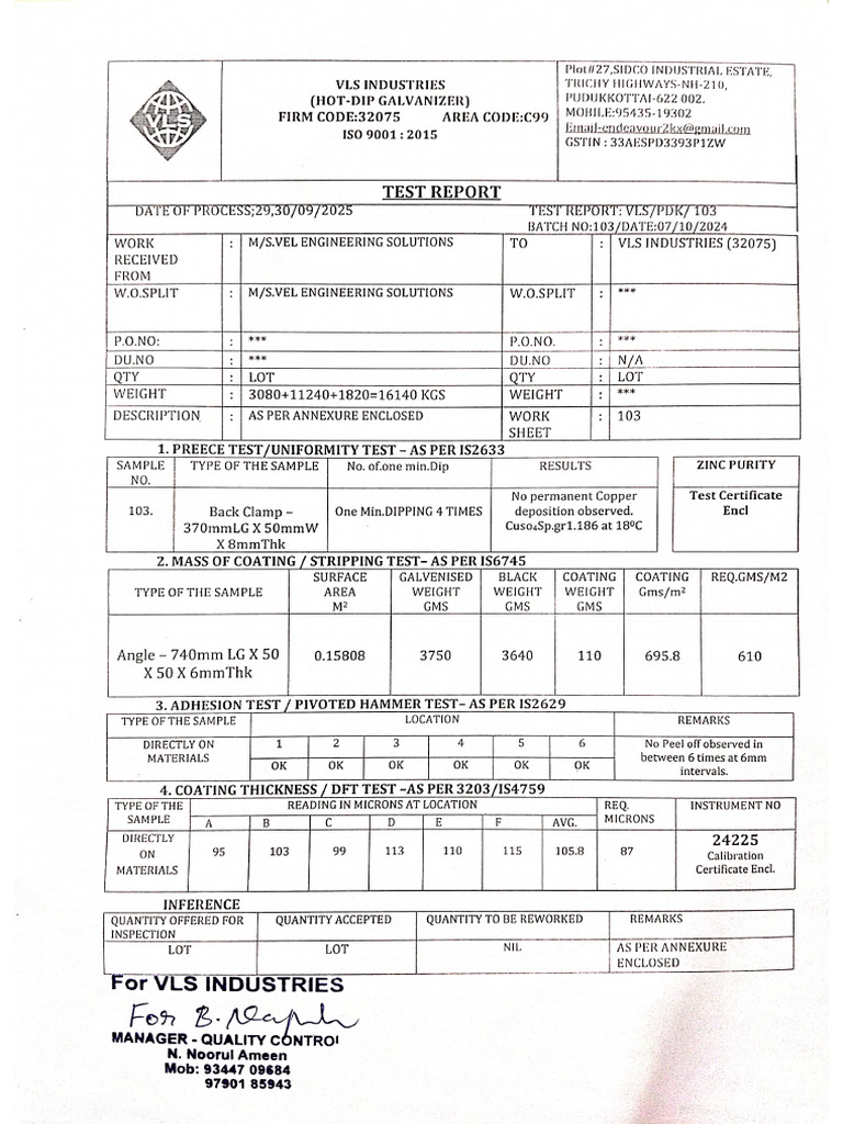GI Test Report | PDF