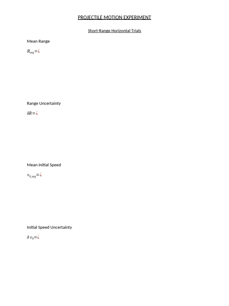 Projectile Motion Experiment Results | PDF