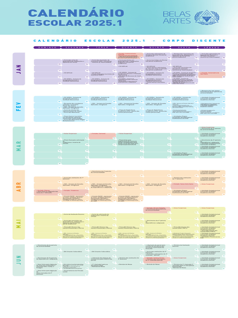 Calendário Escolar 2025.1: Datas Importantes | PDF | Educação à distância