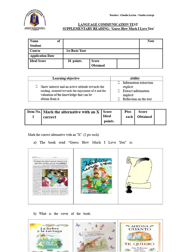 Language Communication Test: Reading Exercise | PDF