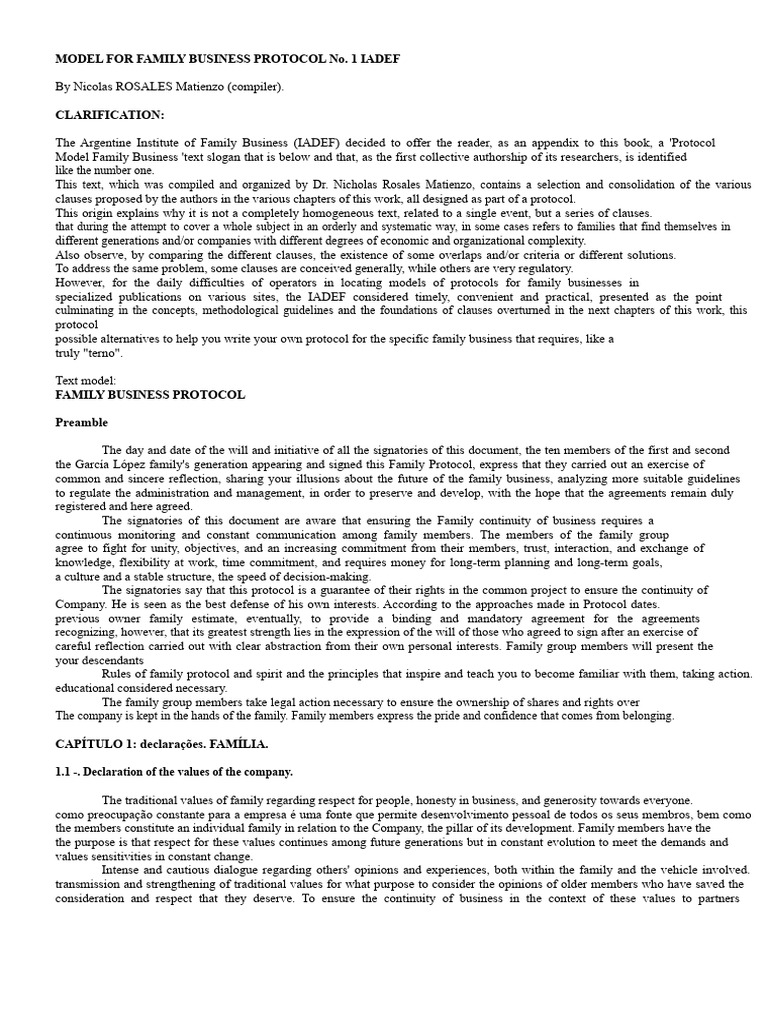 Family Business Protocol Model Guide | PDF | Cost Of Living | Dividend