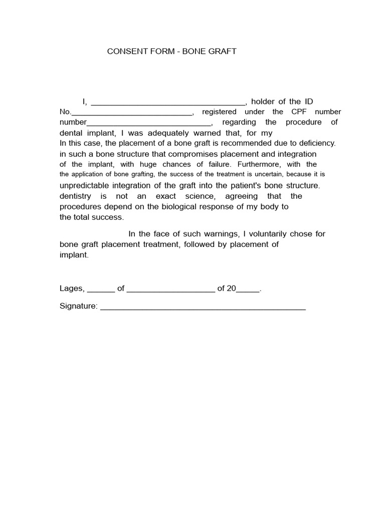 BONE GRAFT CONSENT FORM | PDF