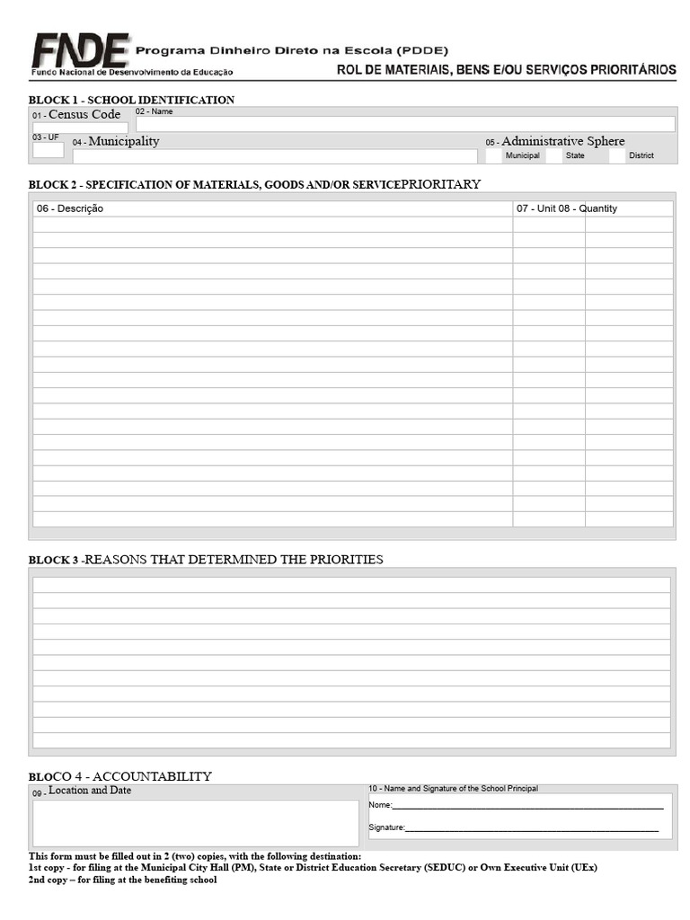 School Materials Prioritization Form | PDF