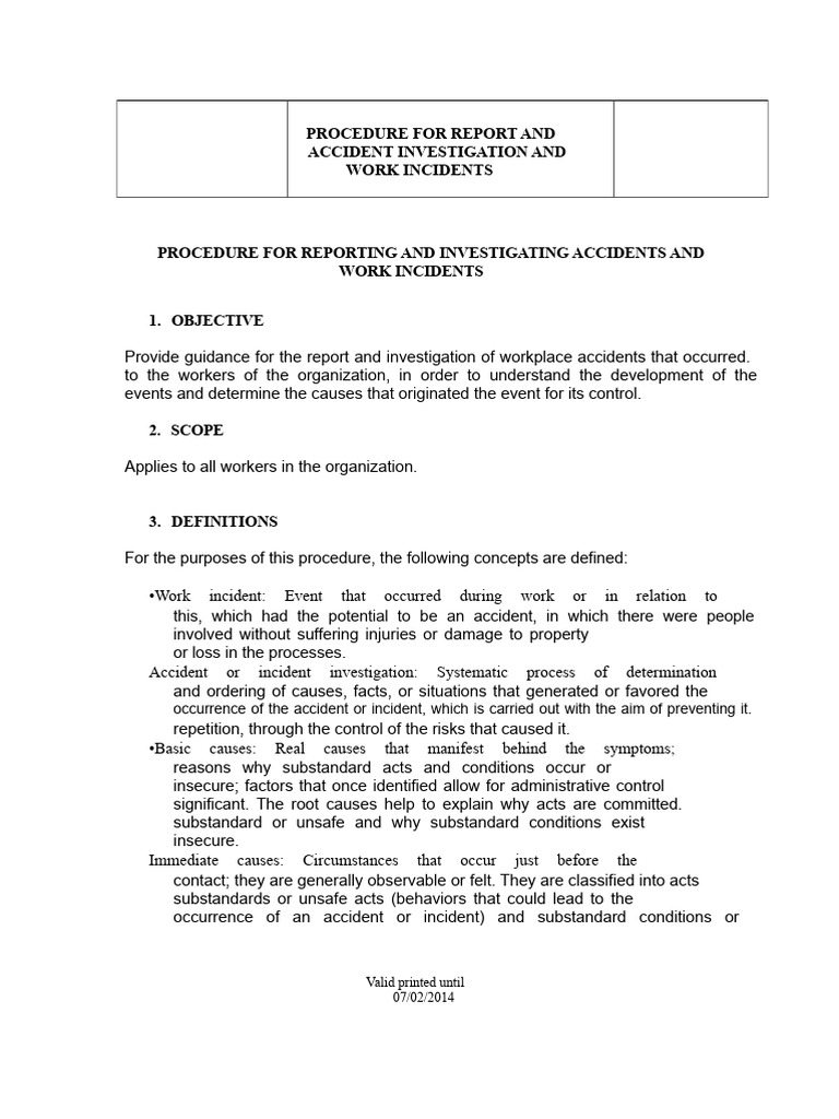 Accident Investigation Procedure Guide | PDF | Occupational Safety And ...