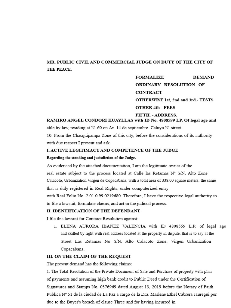 Formalizes Ordinary Demand For Contract Resolution | PDF | Breach Of ...