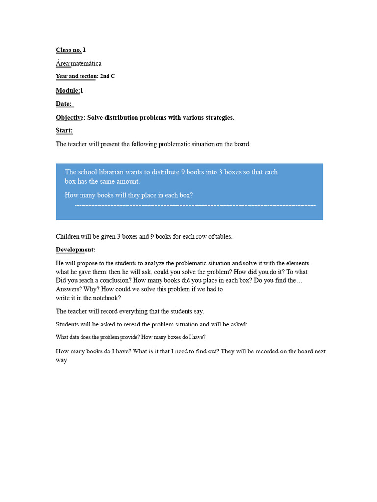 Mathematical Sequence DIVISION IN SECOND GRADE 2nd Stage. Mod1 | PDF ...
