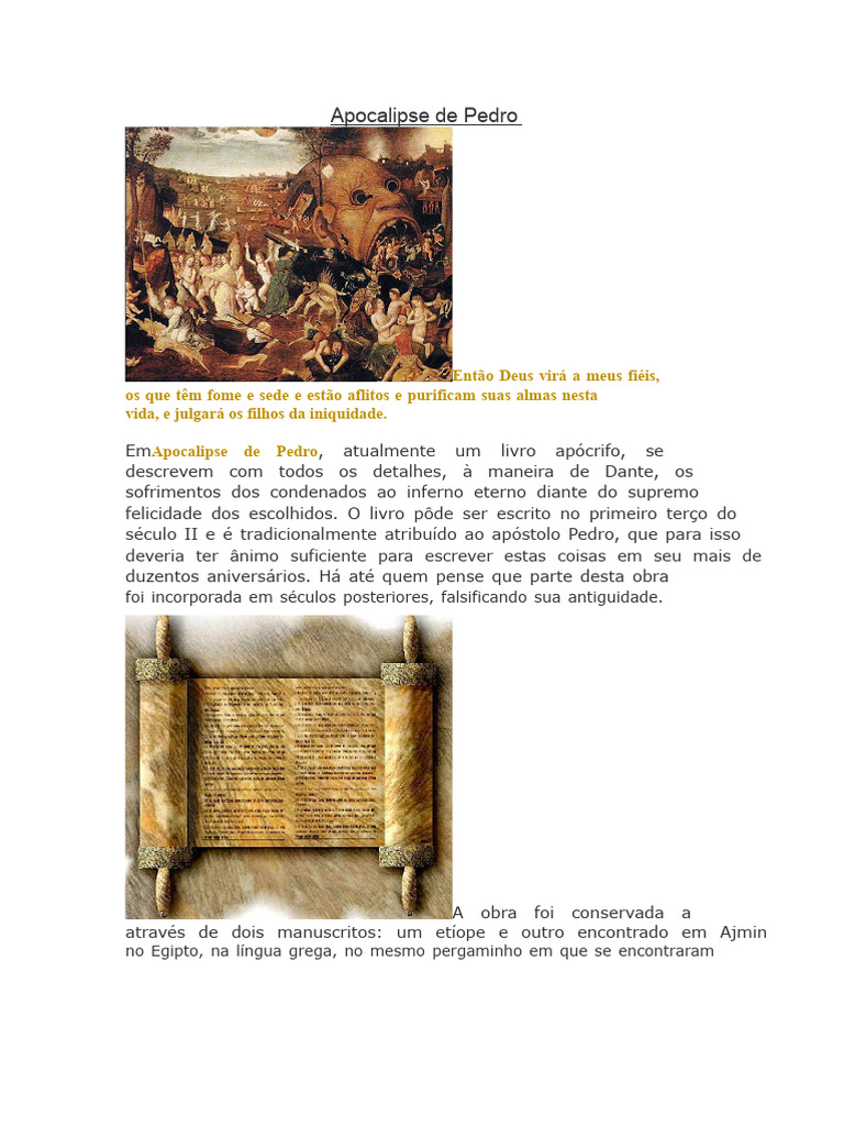 Apocalipse de Pedro: Visões do Inferno e Céu | PDF