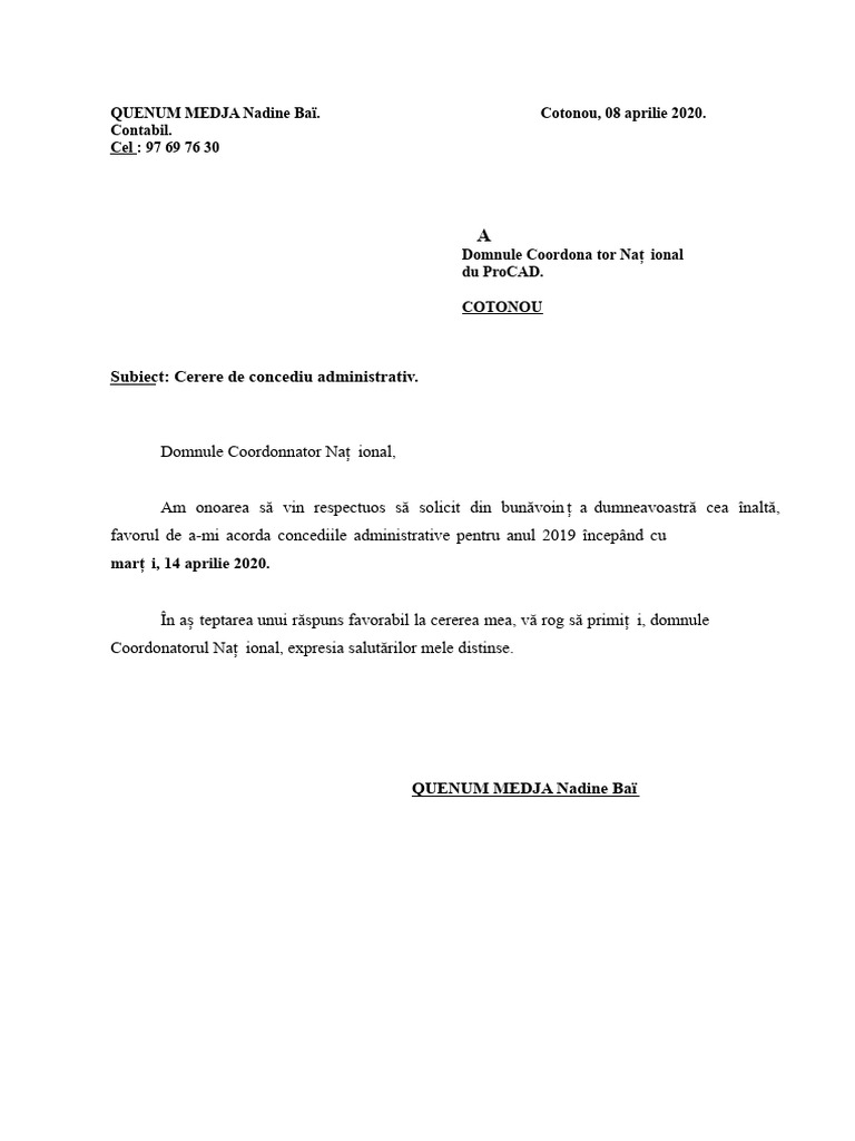 Cerere de Concediu | PDF