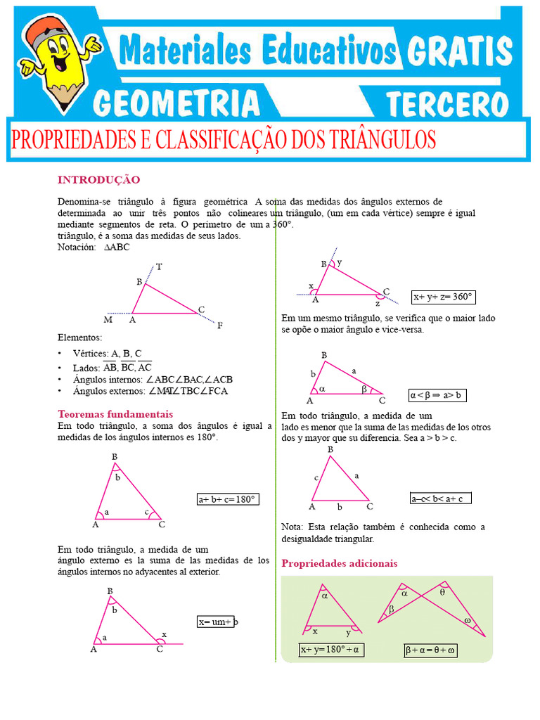 Propriedades e Classificação dos Triângulos | PDF | Triângulo | Polítopo