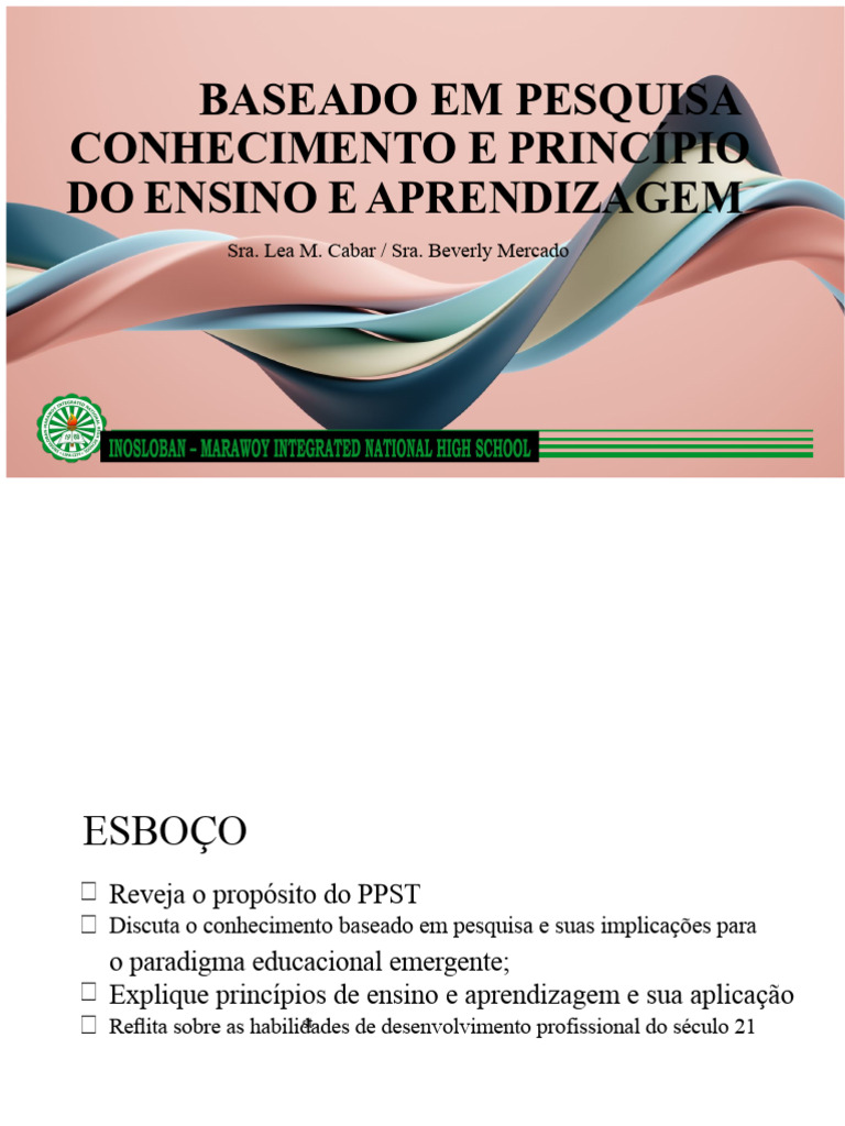 PPST: Princípios de Ensino e Aprendizagem | PDF | Pedagogia | Aprendizado