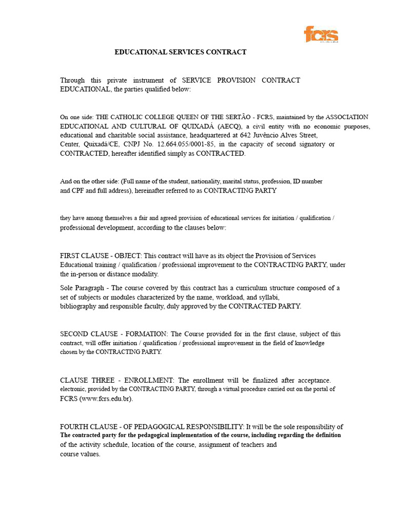 Educational Services Contract Overview | PDF