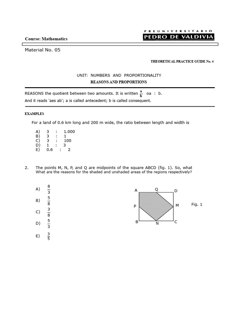 unit numbers and proportionality - ratios and proportions pdv | PDF ...