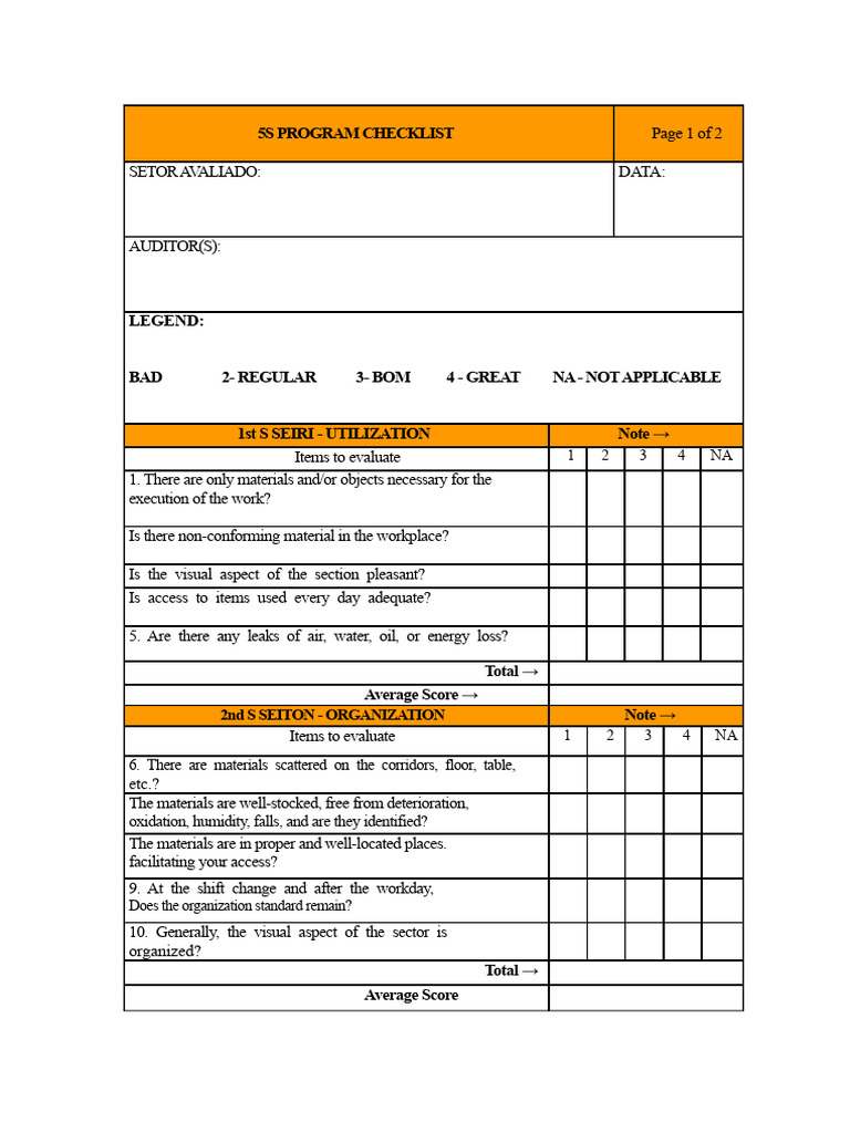 5S Checklist | PDF