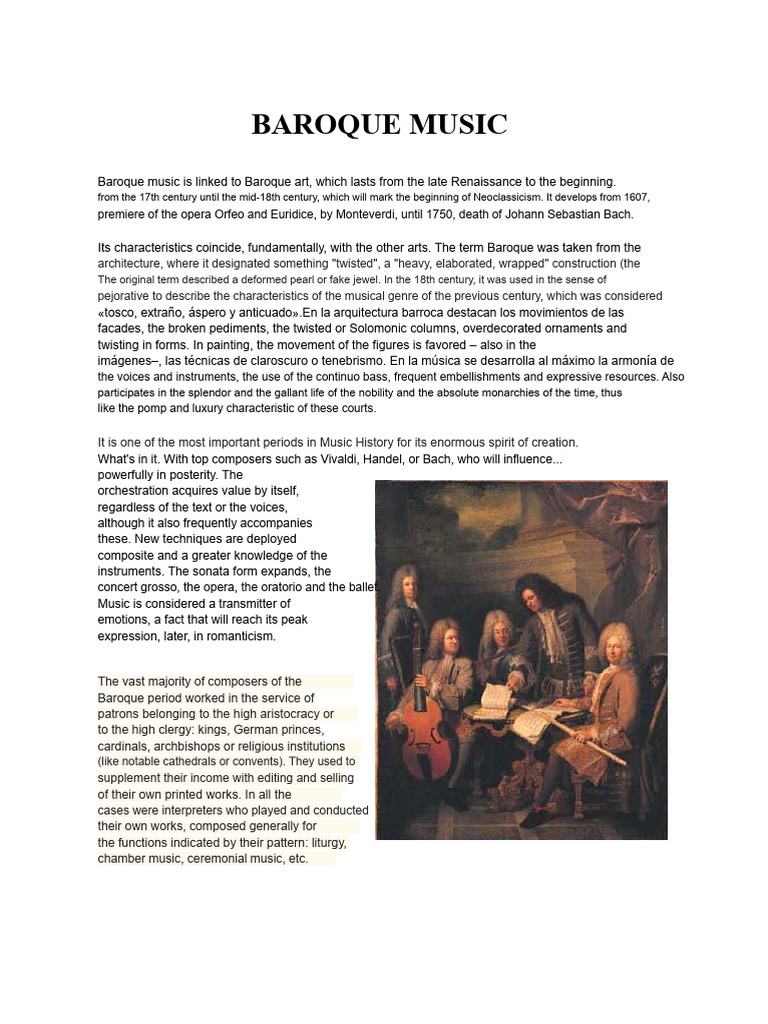 Overview of Baroque Music Characteristics | PDF | Baroque Music ...