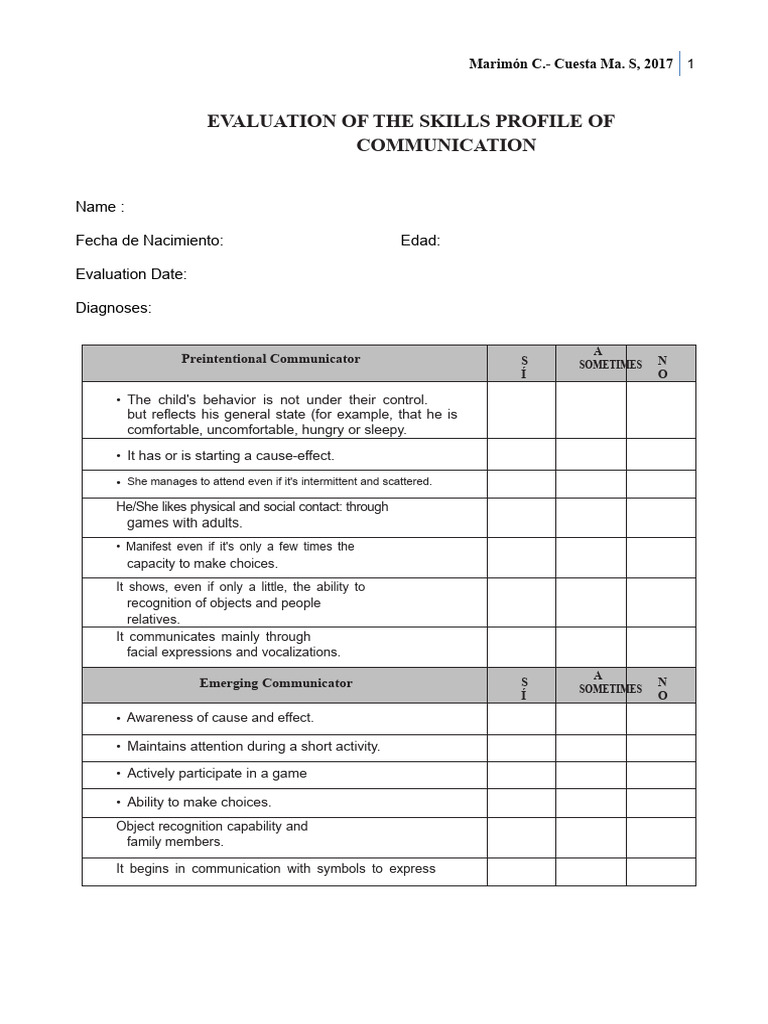 Assessment of the Communication Skills Profile | PDF | Communication ...