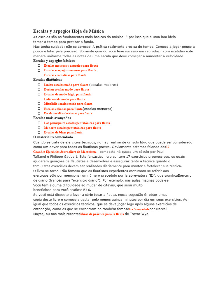 Escalas e Arpejos para Flauta: Guia Prático | PDF | Escala (música ...