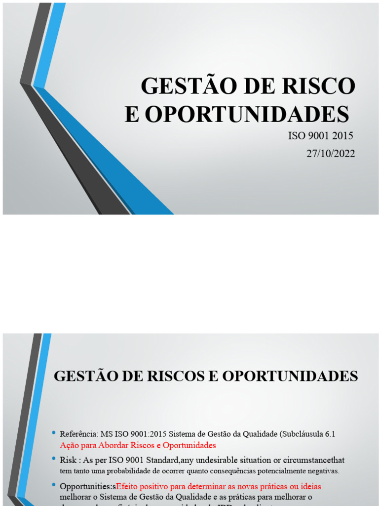 Gestão de Riscos e Oportunidades | PDF | Gestão de qualidade ...