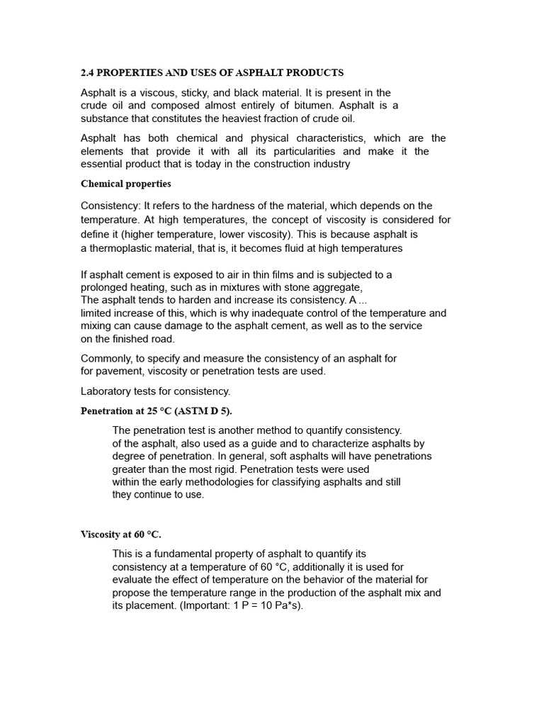 Asphalt Properties and Applications Guide | PDF | Viscosity | Road Surface