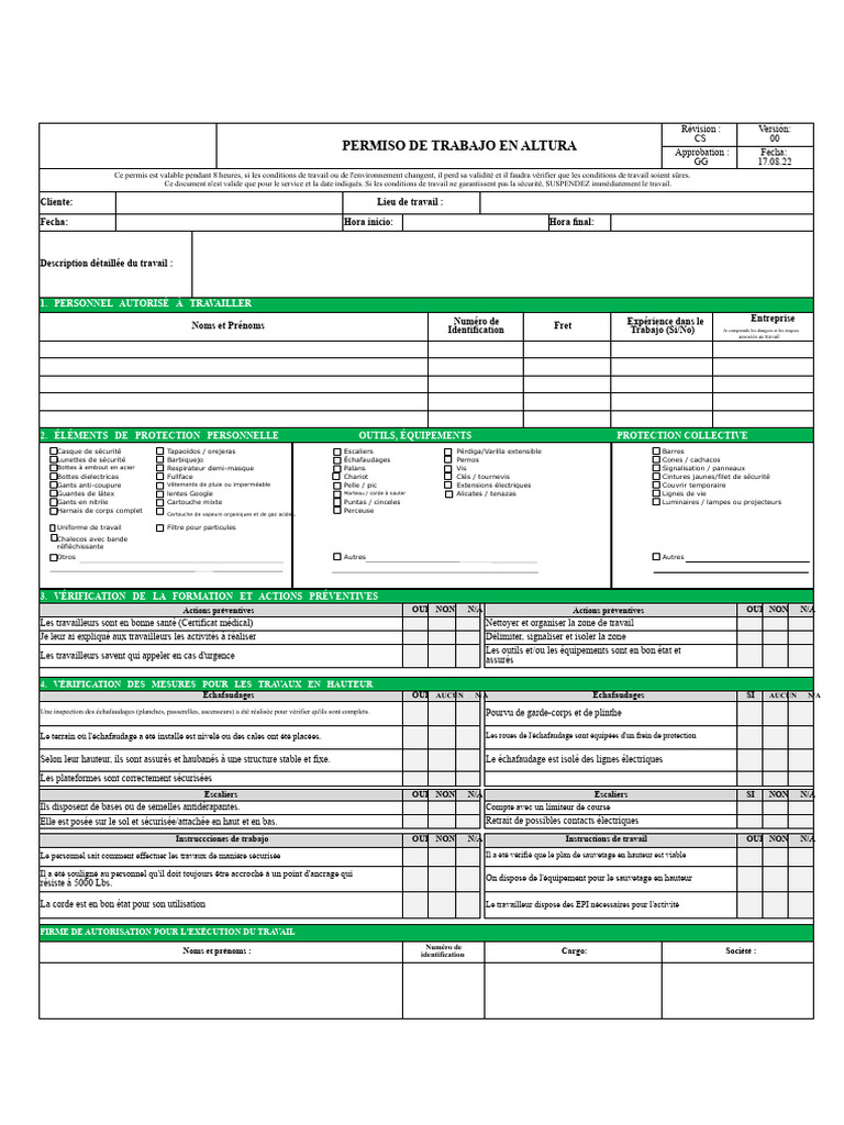 Permis de Travail en Hauteur : Sécurité et Équipements | PDF