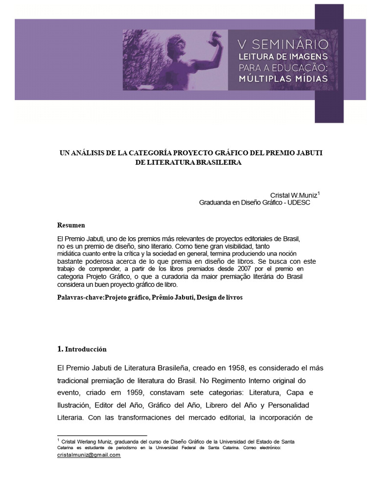 Análisis del proyecto gráfico del Premio Jabuti | PDF | Libros | Diseño